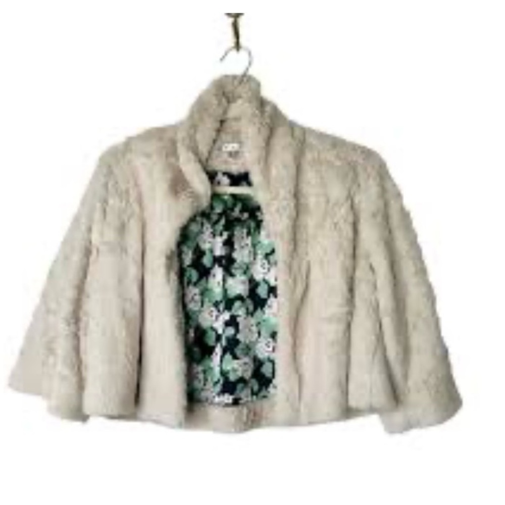 CAbi Cream Faux Fur Shrug Jacket